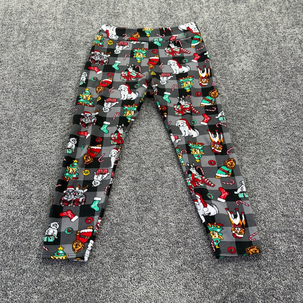 No Boundaries Leggings Womens XL/XG (15-17) Gray Christmas Dog Plaid